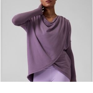 Athleta Purple Purana Wrap Athleisure Asymmetrical Hem Nirvana Soft Sweater